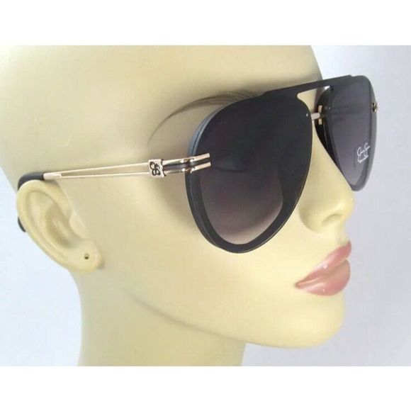 JESSICA SIMPSON J6195 SMK Matte Black Teardrop-Gold rimmed Sunglasses $50+ - Picture 6 of 9